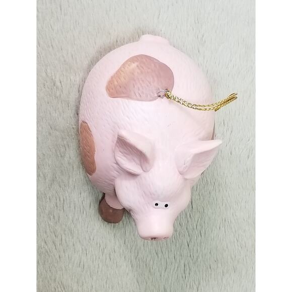 Christmas Tree Ornament Pink Pig w/ Dangling Legs Ceramic 3" RR Roman 90s Vtg - Picture 12 of 13